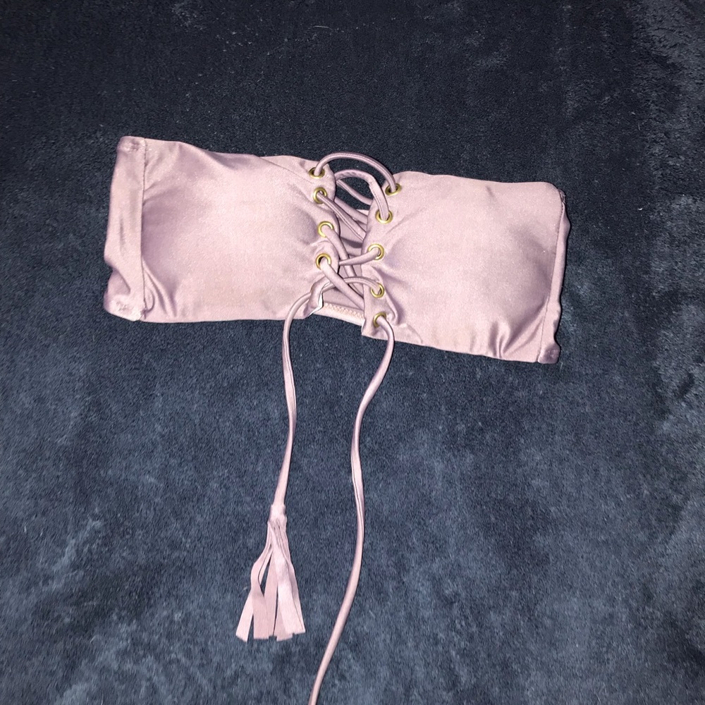 Purple strapless bikini top